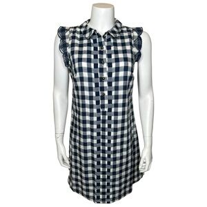 Dear Creatures Trinette Shirt Dress S Blue White Plaid Anthropologie